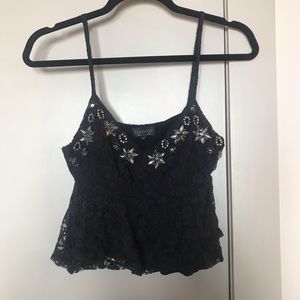 ✨Moving Sale✨Topshop Black Lace Tank Crop Top